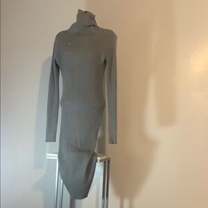 Elegant Gray Turtleneck Dress